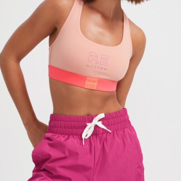 P.E Nation Sports Bra Fitness Active Colourful Box Out  Peach Bloom Small - Picture 2 of 14